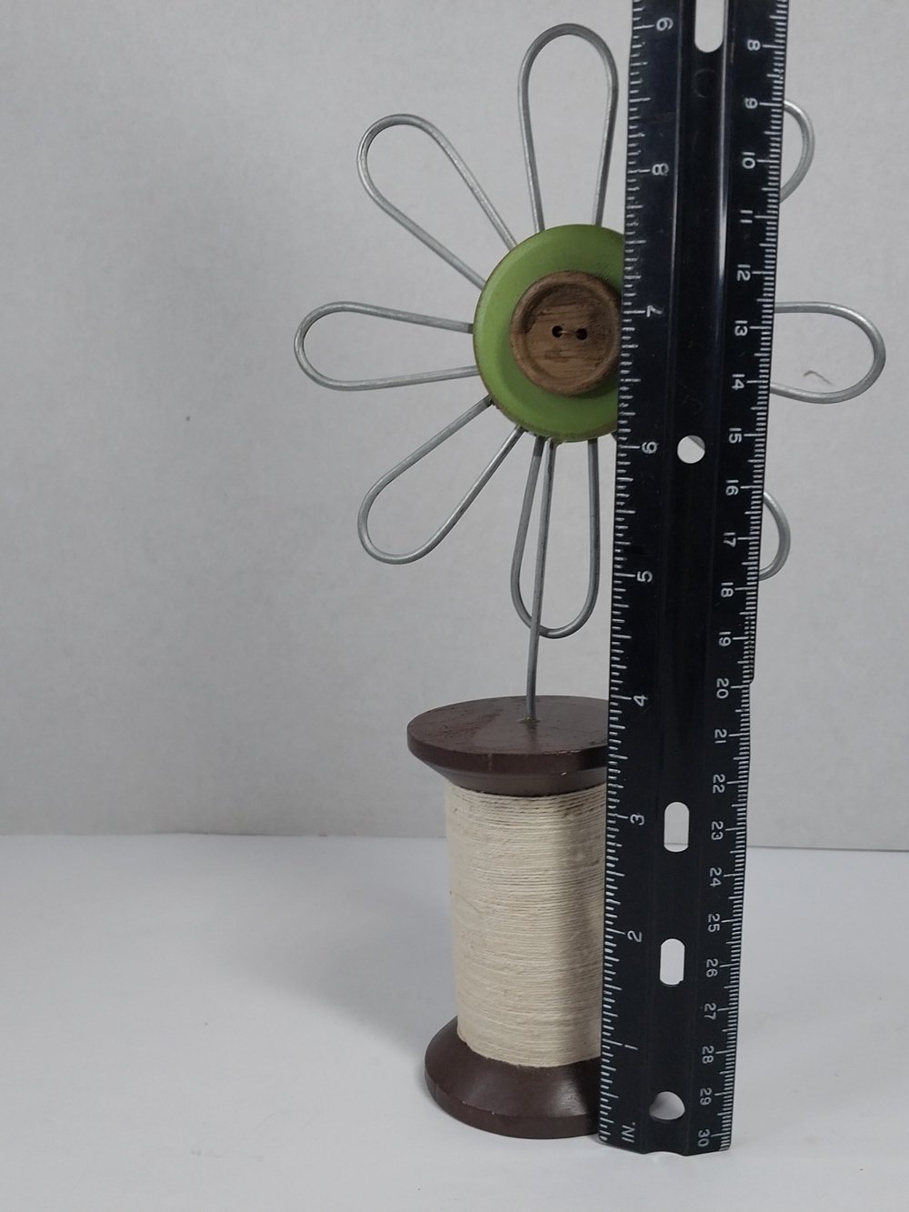 Wood Spool Wire Flowers Folk Art Farmhouse Style Whimsy Set 3 Primitive Cabin - Picture 2 of 9
